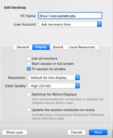 optimize rdp resolution for mac 2017